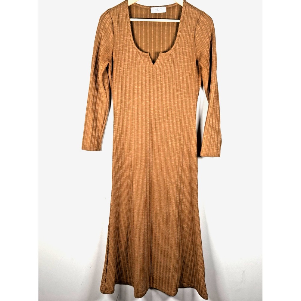 Carly Jean Los Angeles Maxi Dress Long‎ Sleeve Rust Peasant Boho Lagen Sz Med